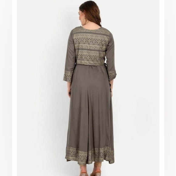 Happy Design Women Grey Printed Rayon Kurta - Picture 3 of 5